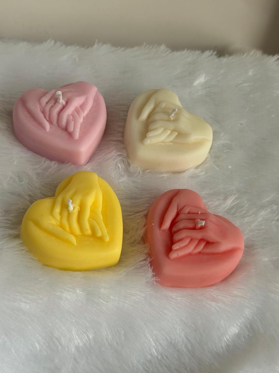 Earth Shells Holding Hands Heart Candle